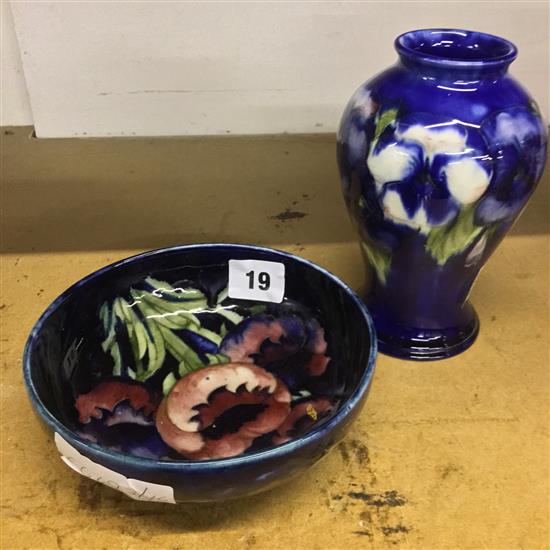 Moorcroft bowl and vase